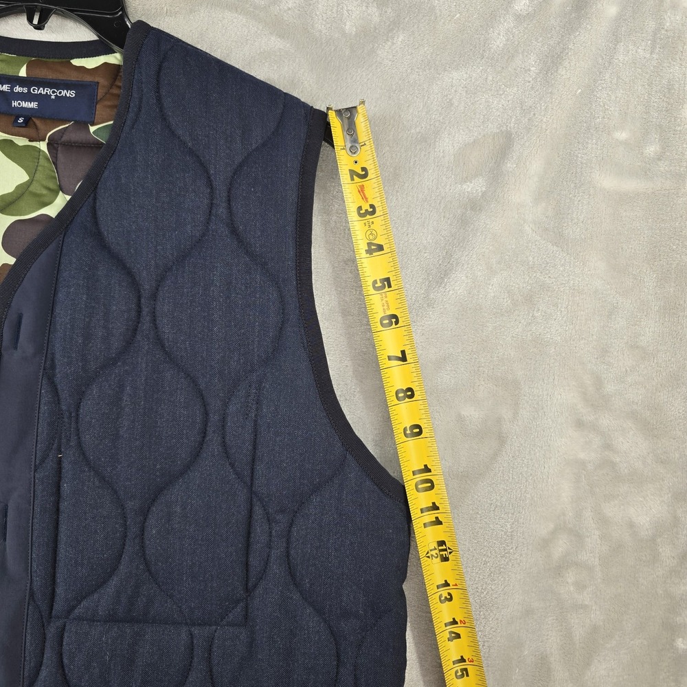 Comme Des Garçons Homme Quilted Vest Mens Small Full Zip Blue Camo Made In Japan - Picture 10 of 15